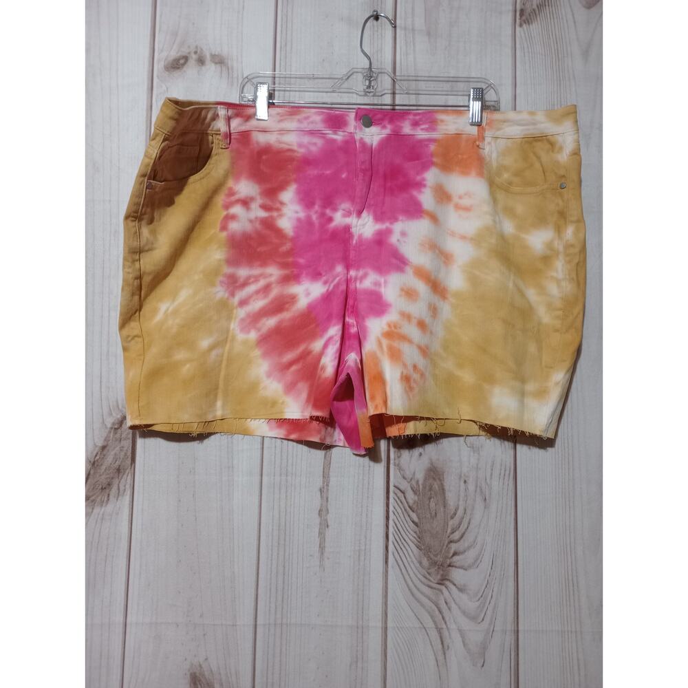 Indigo Threads Shorts Ladies‎ 3xl Pink Tie Dye Denim